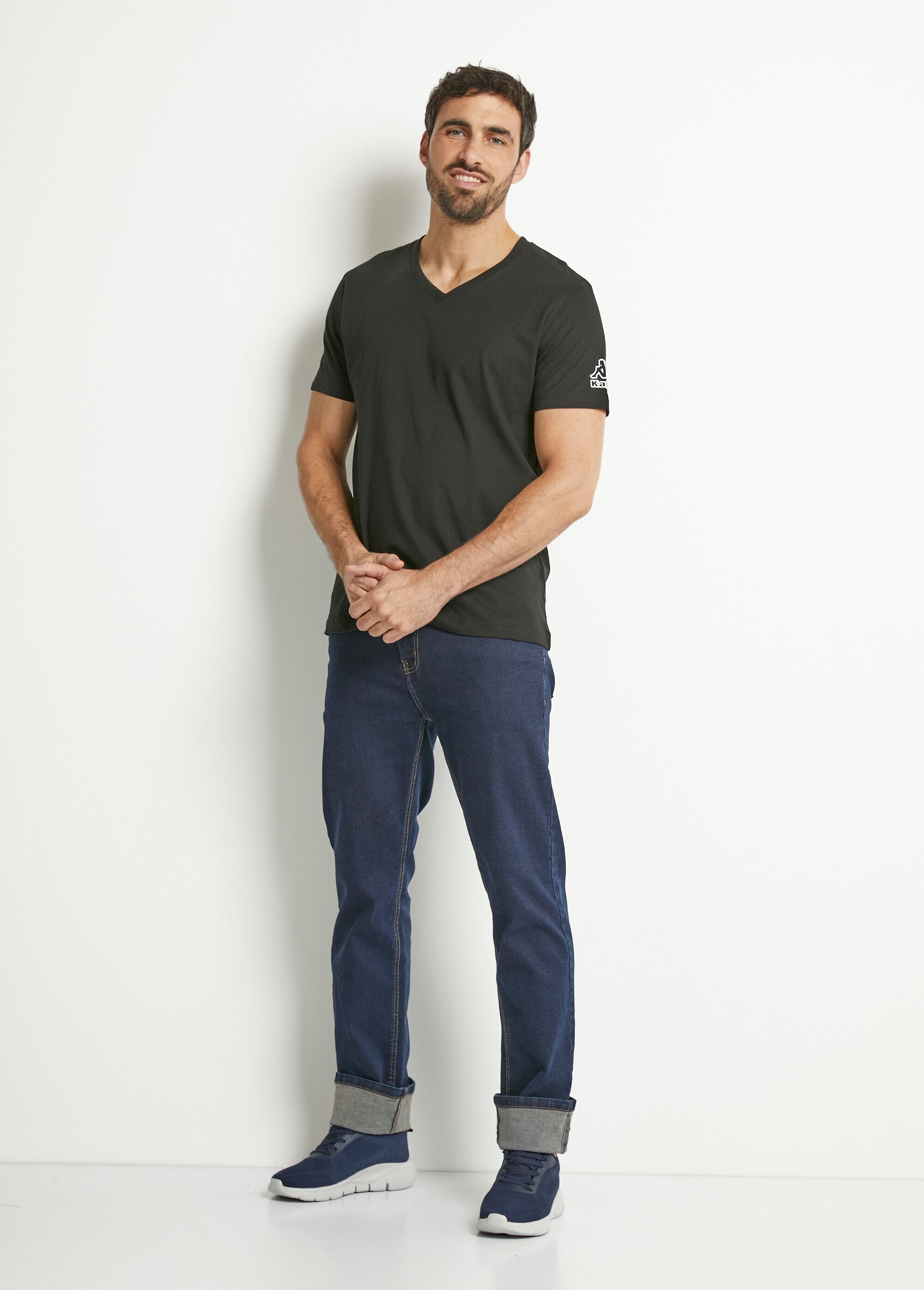 Pack_de_2_camisetas_con_logo_y_cuello_en_V,_color_claro_lote_negro_2_SF1_slim