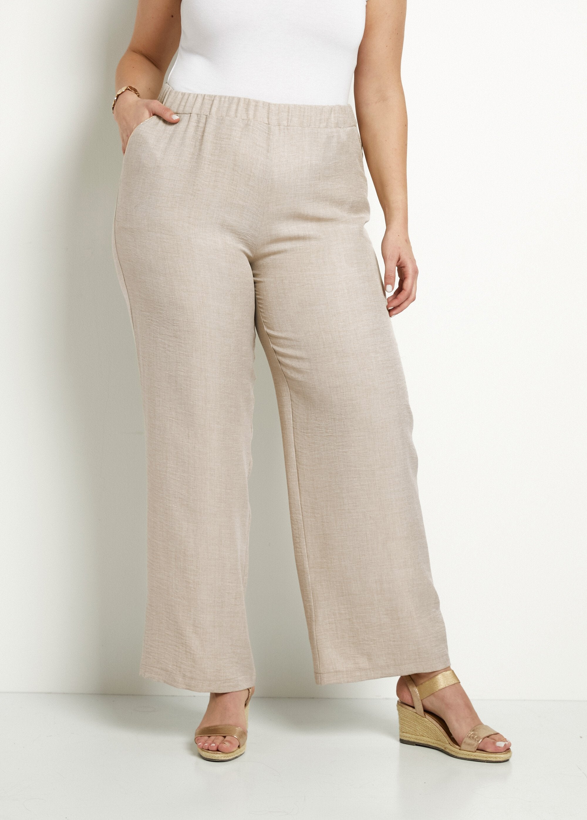 Pantalón_efecto_lino_con_cintura_elástica_ancha_Beige_FA1_curvy