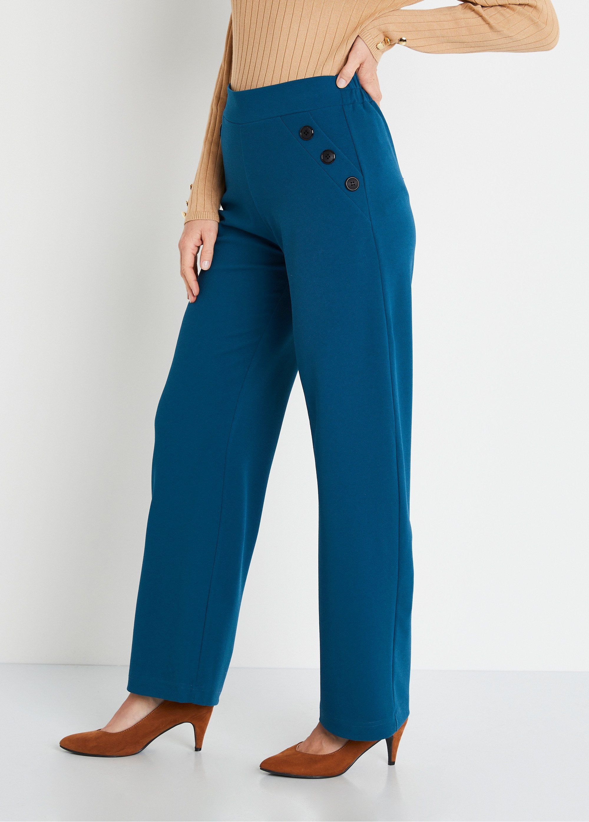 Pantalón_semielástico_de_pierna_ancha,_liso_Pato_DR1_slim