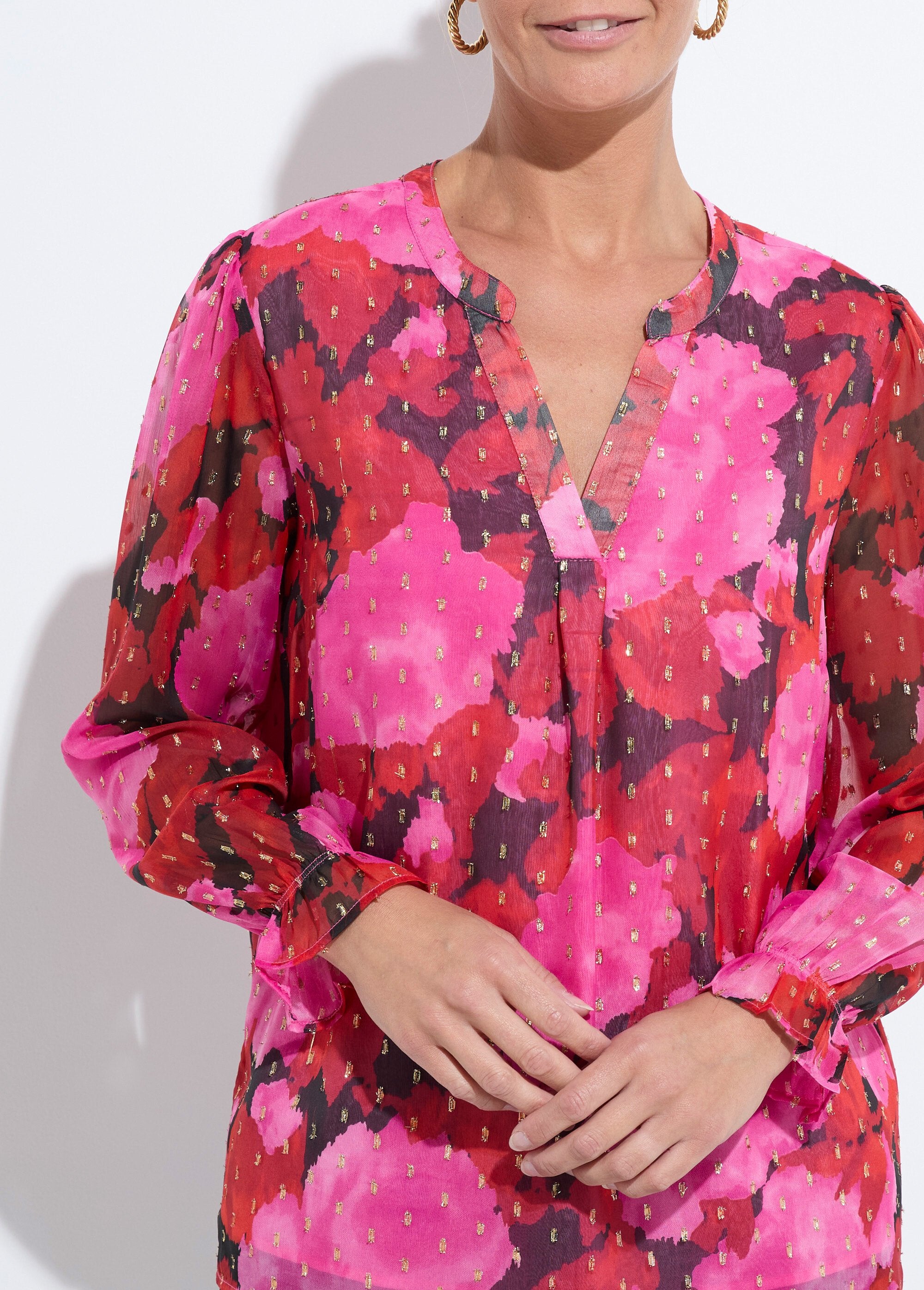 Túnica_de_cuello_en_V_con_estampado_de_voile_y_dibujos_dorados_rojo_y_negro_DE1_slim