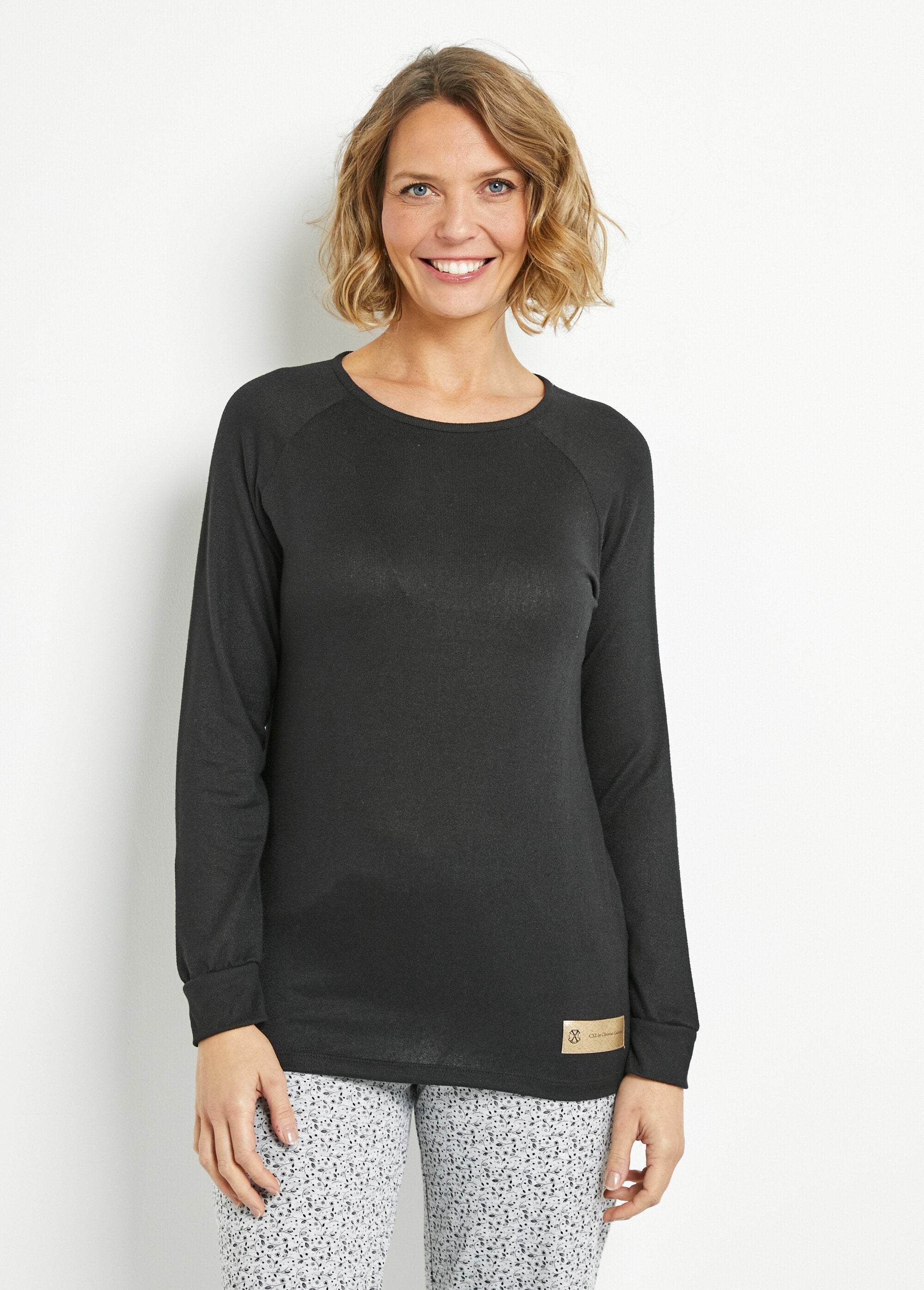 Haut_de_pyjama_uni_manches_longues_Noir_FA1_slim