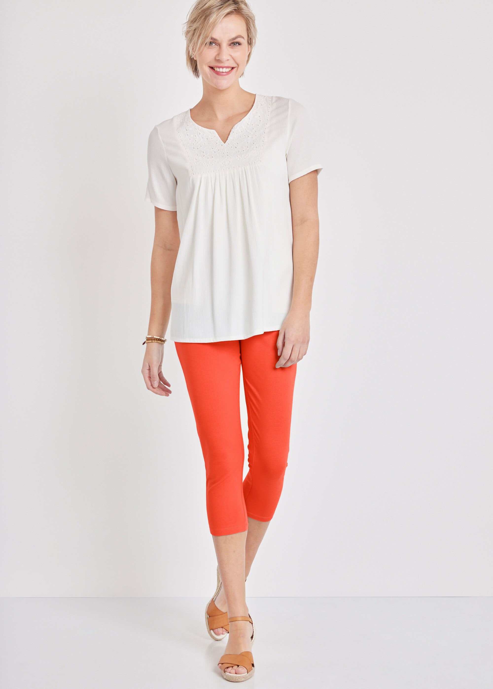 Leggings_cortos_de_algodón_liso_o_estampado_Uni_corail_SF1_slim