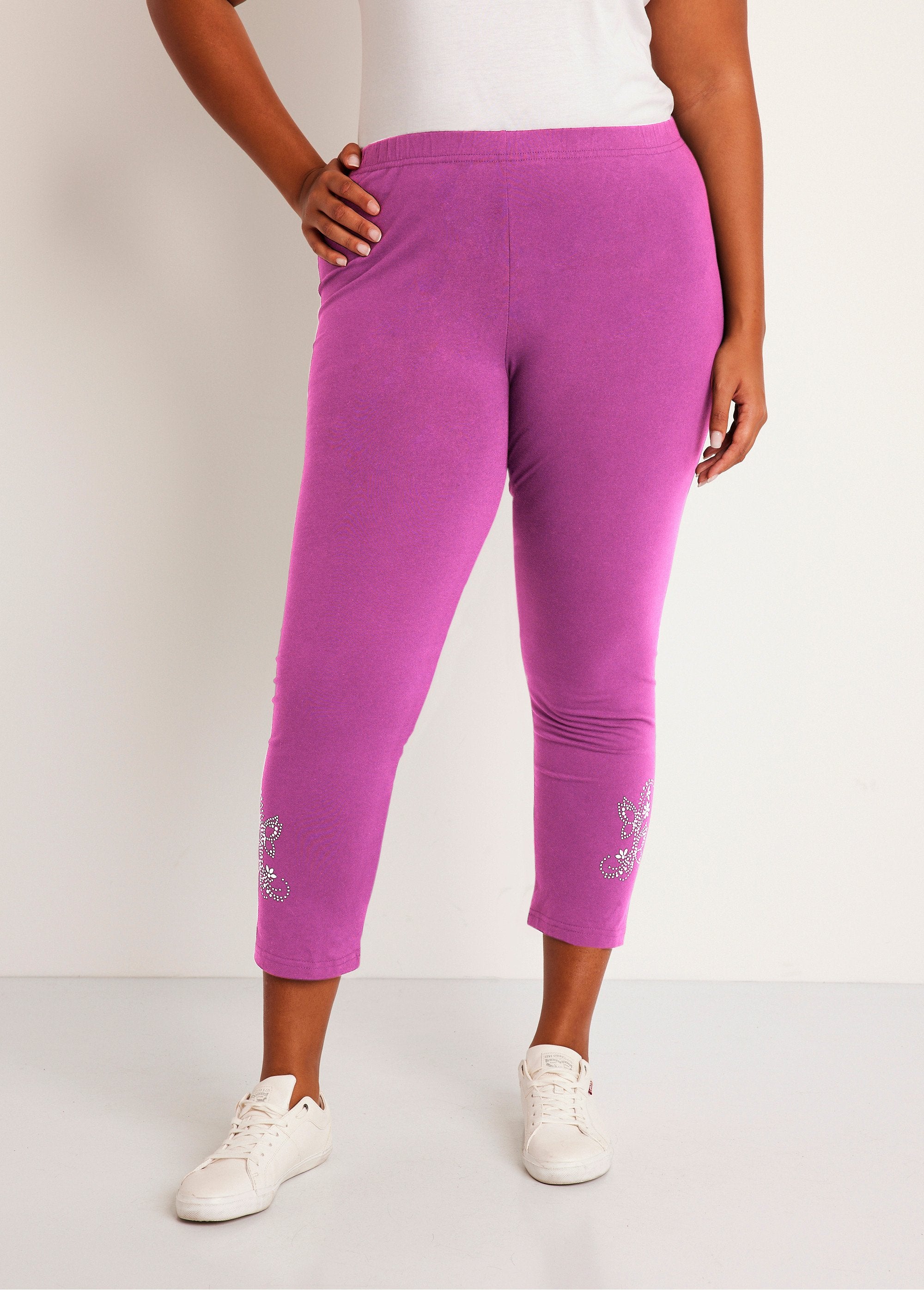 Legging_liso_corto_con_cinturilla_elástica_Fucsia_FA1_curvy