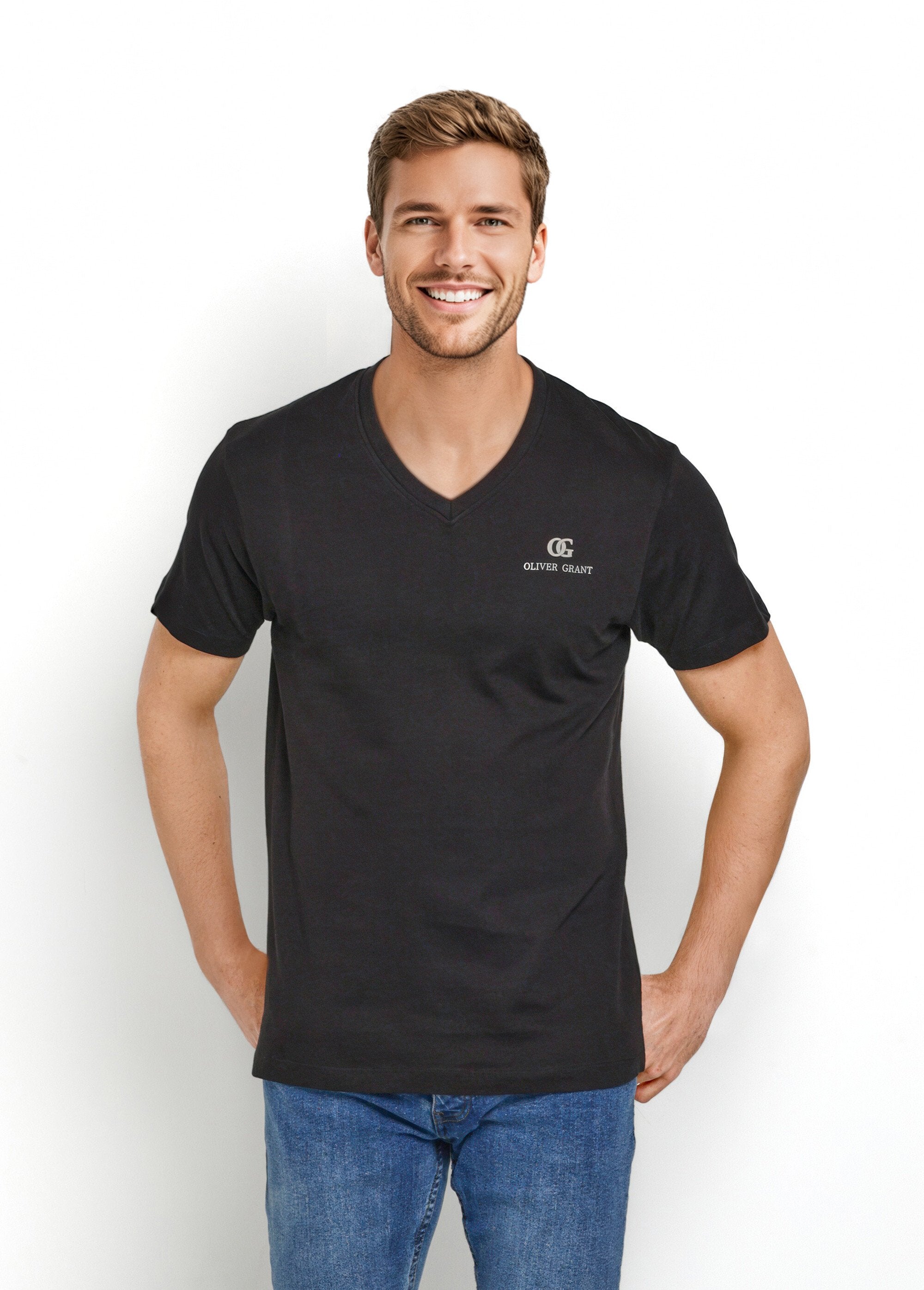 Camisetas_de_manga_corta_con_cuello_en_V_a_juego_Negro_a_juego_FA1_slim