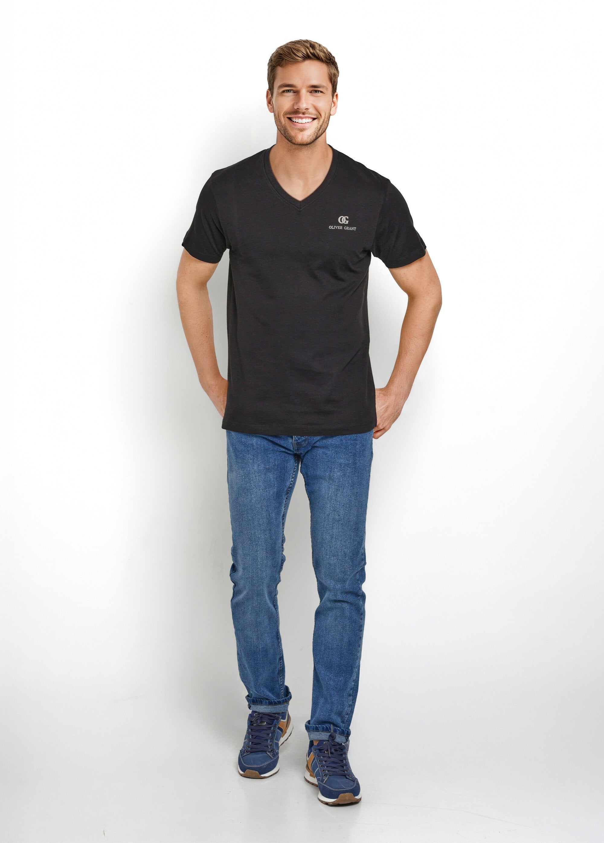 Camisetas_de_manga_corta_con_cuello_en_V_a_juego_Negro_a_juego_SF1_slim