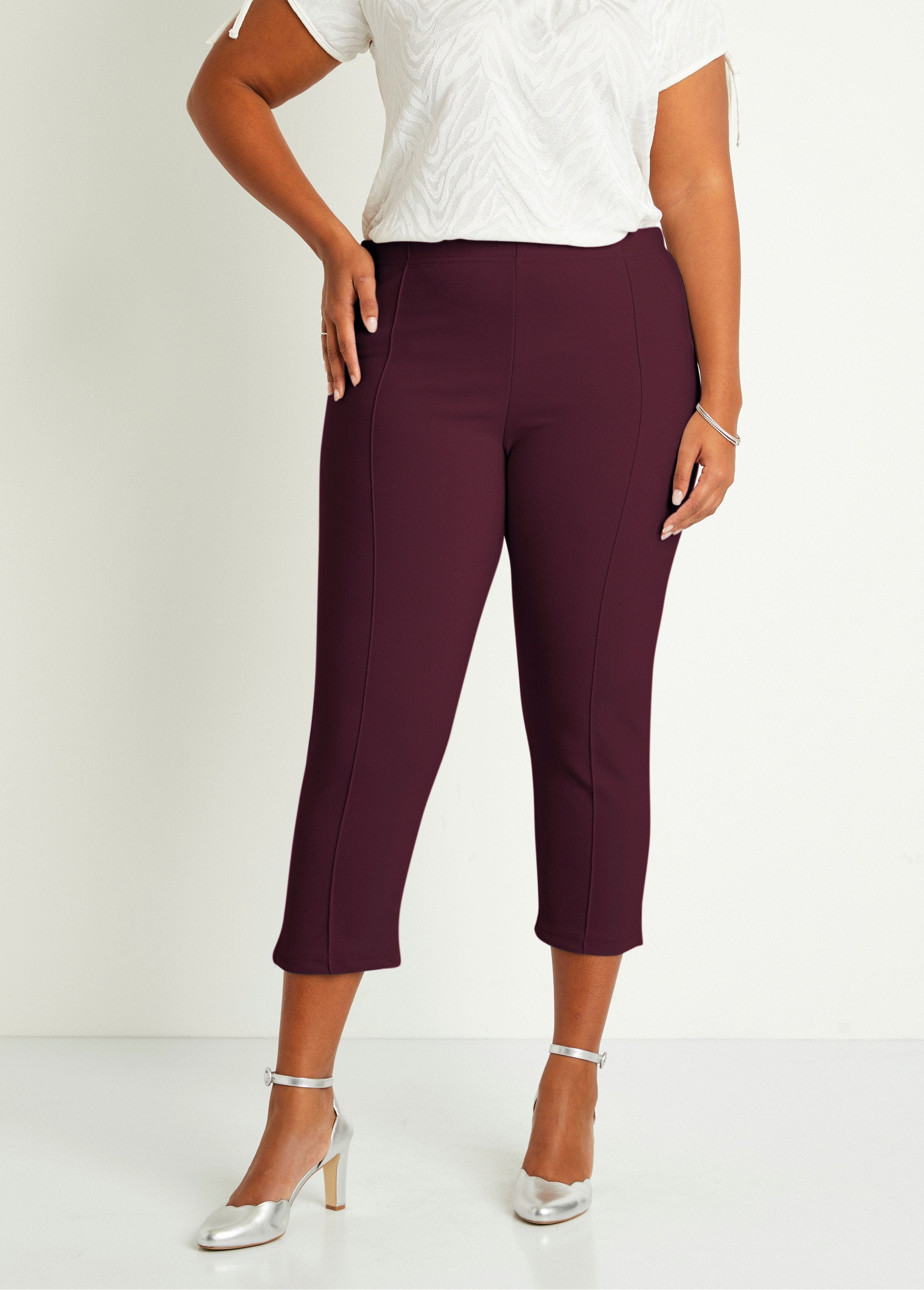 Pantalones_cropped_con_cintura_elástica_de_canalé_Burdeos_FA1_curvy