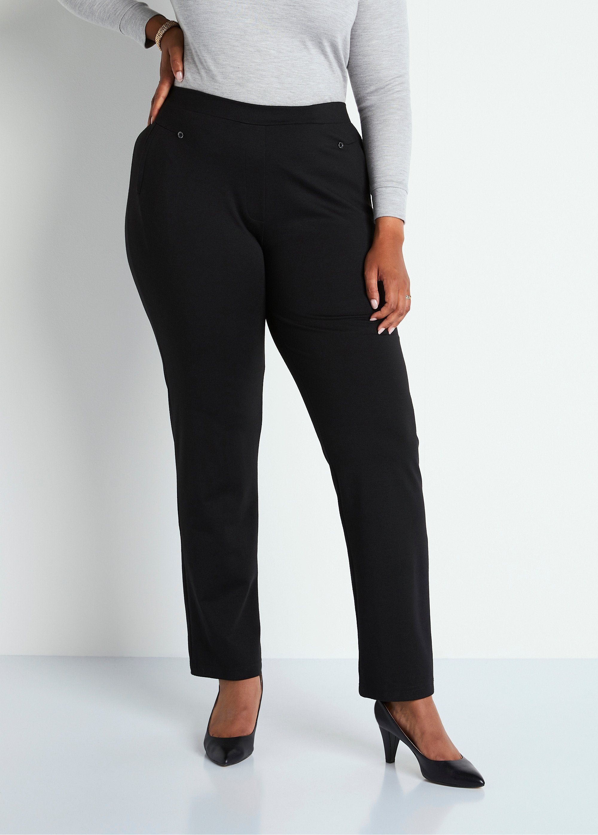 Pantalón_recto_con_cintura_semielástica_Negro_liso_FA1_curvy