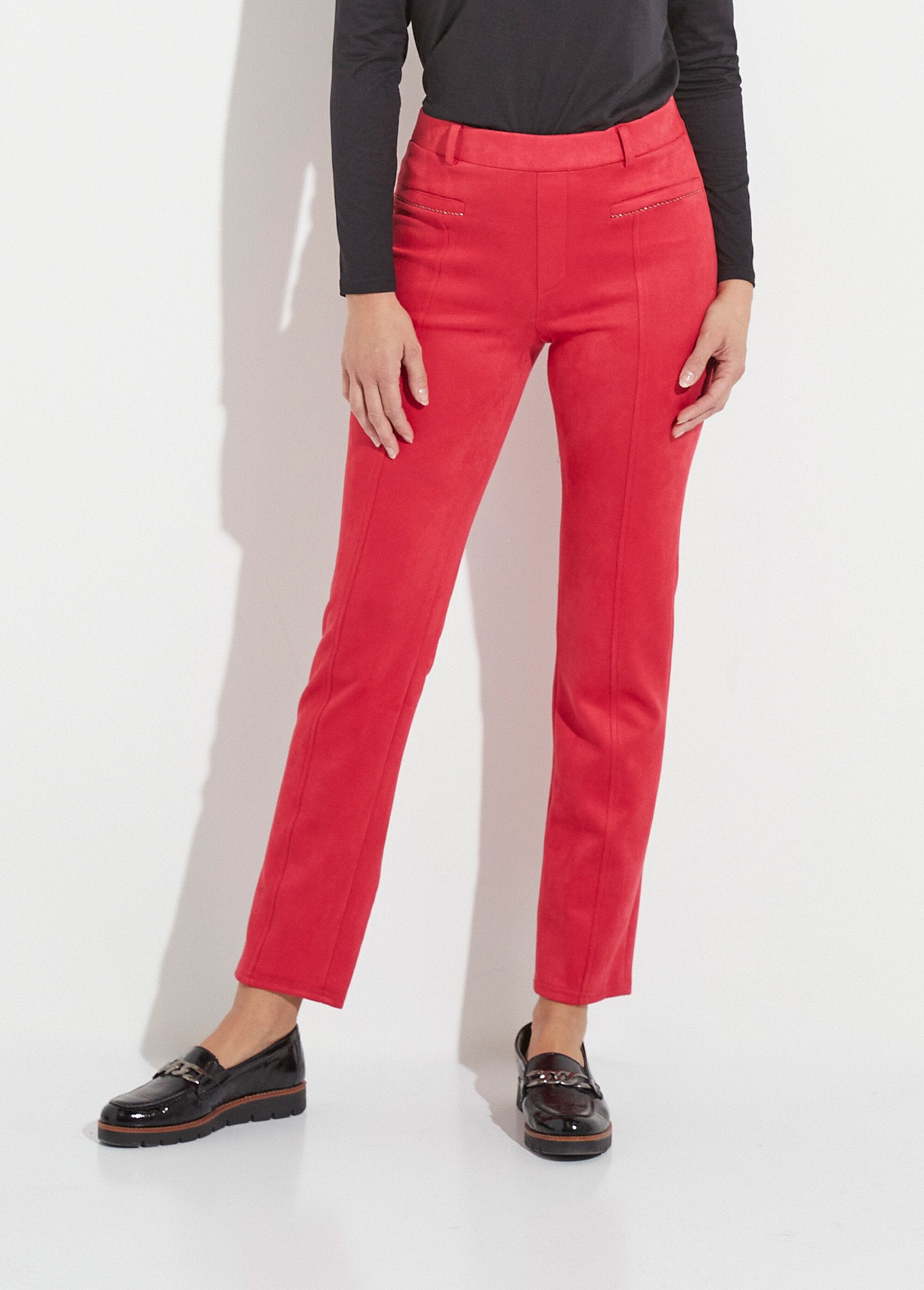 Pantalon_droit_tissu_suédé_ceinture_élastiquée_ventre_plat_Tomette_FA1_slim