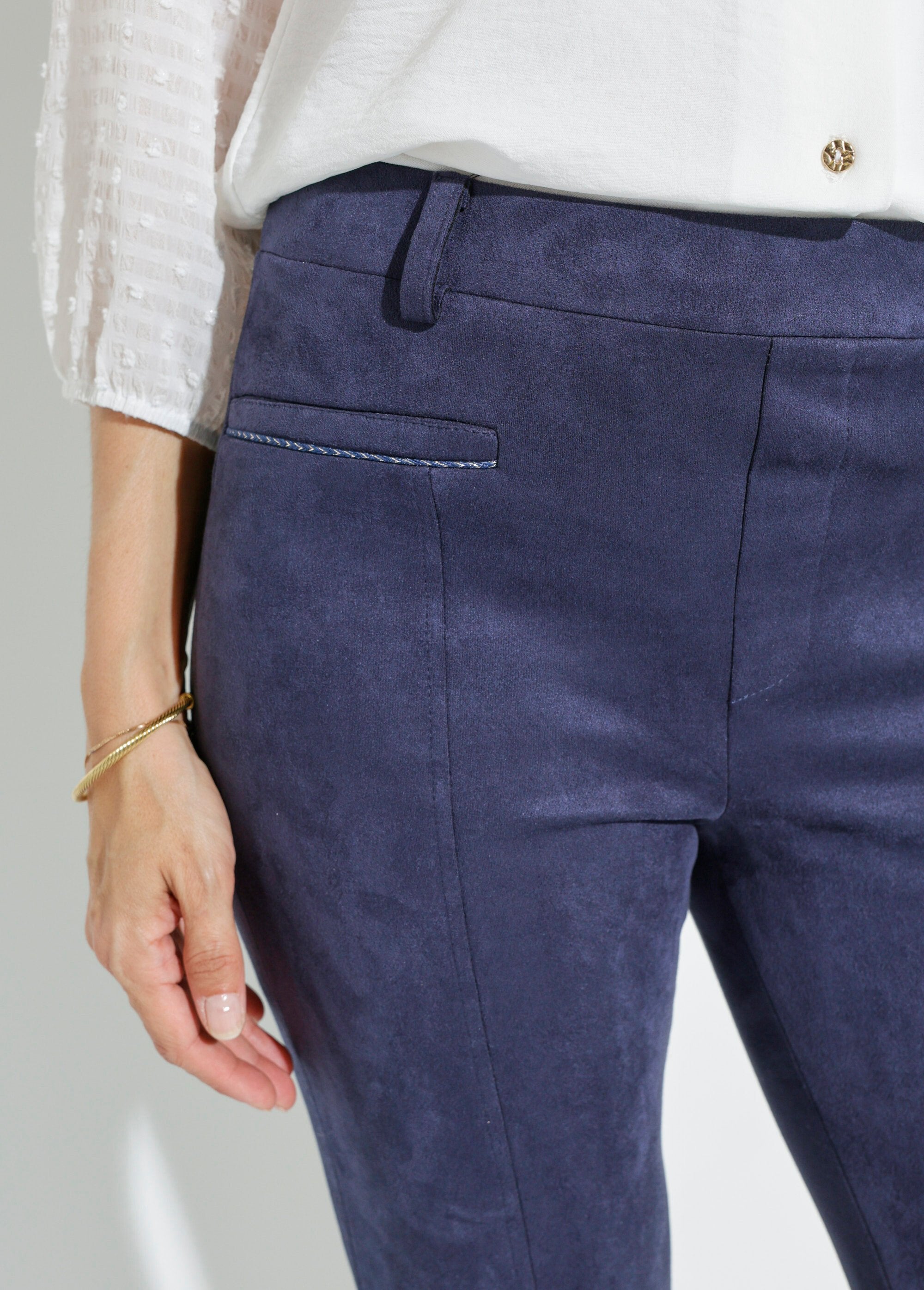 Pantalon_droit_tissu_suédé_ceinture_élastiquée_ventre_plat_Marine_DE1_slim