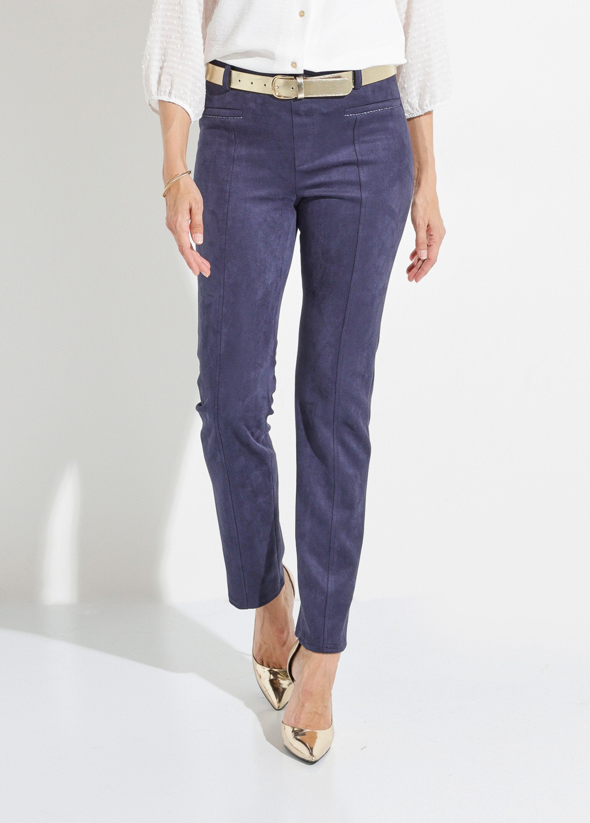 Pantalon_droit_tissu_suédé_ceinture_élastiquée_ventre_plat_Marine_FA1_slim