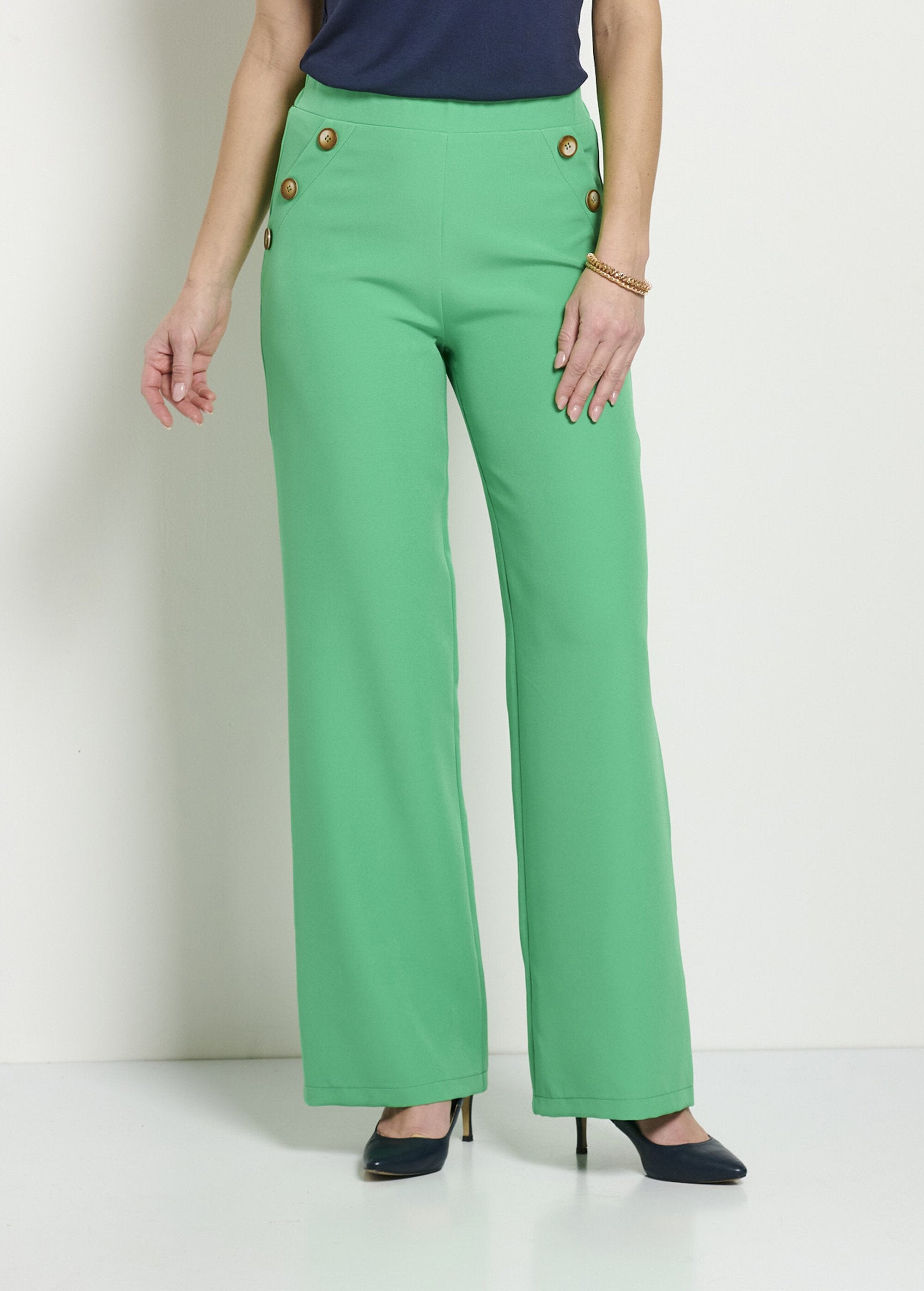 Pantalón_ancho_liso_con_cintura_semielástica_Verde_FA1_slim