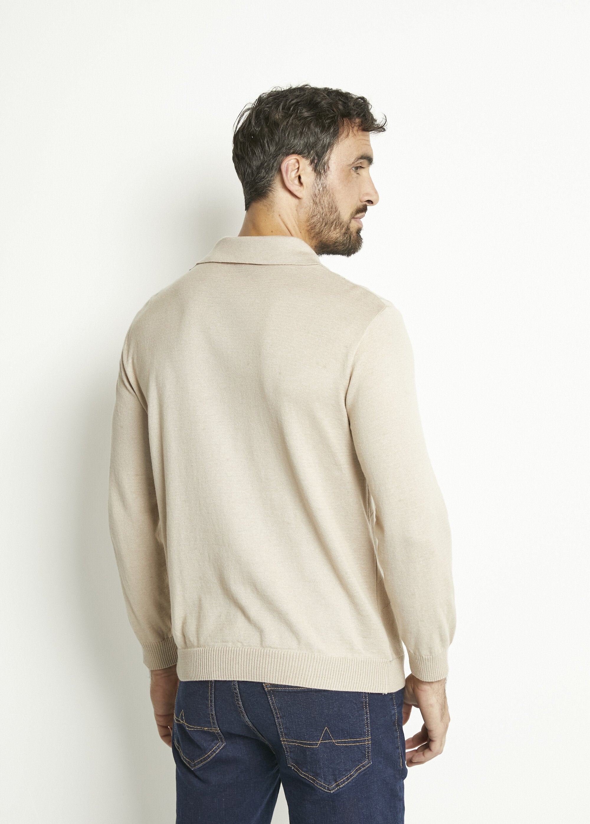 Polo_de_manga_larga_con_cremallera_en_jacquard_de_algodón_Beige_DO1_slim