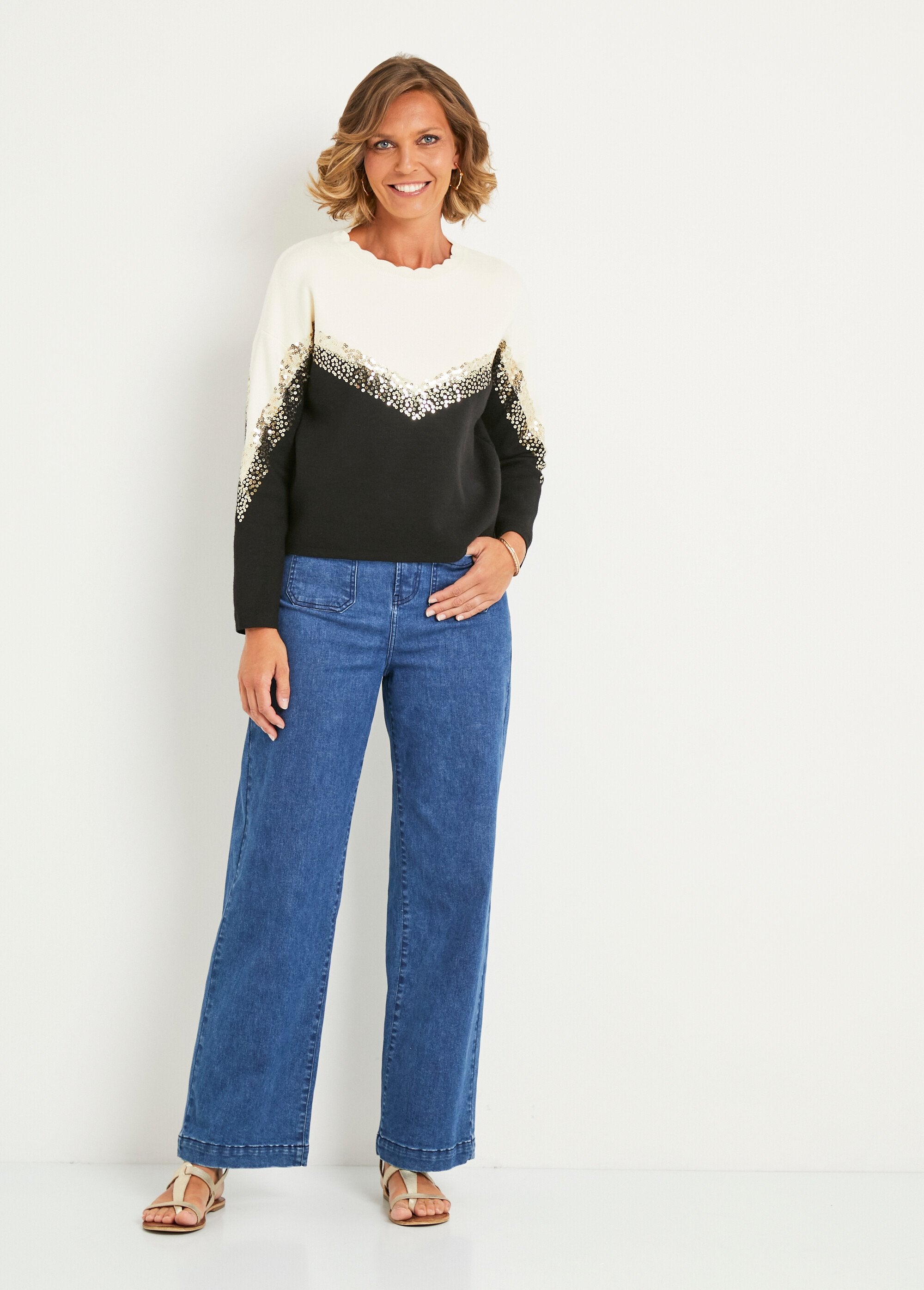 Jersey_bicolor_de_lentejuelas_y_manga_larga_Beige_y_negro_SF1_slim