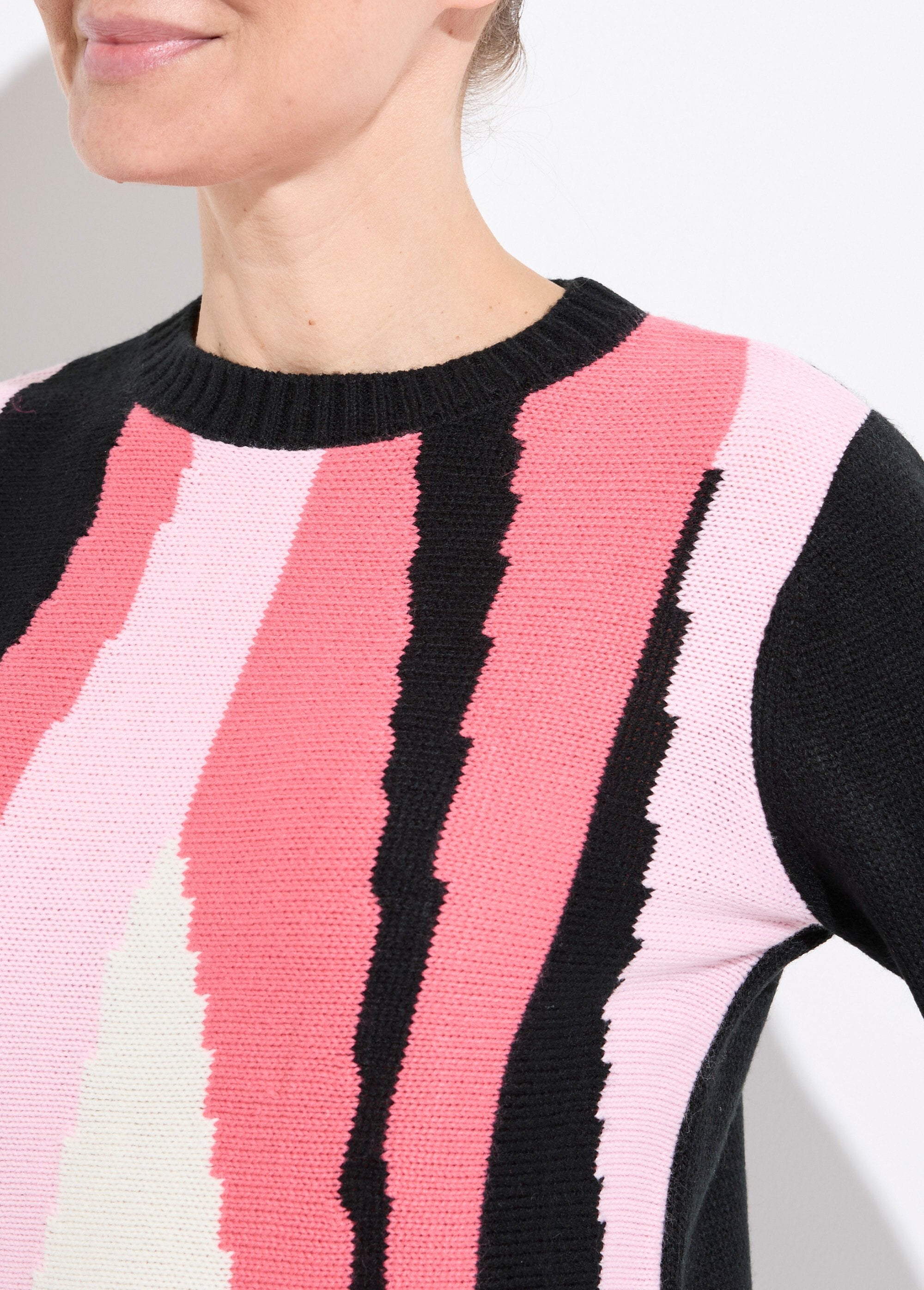 Suéter_cálido_de_jacquard_gráfico_con_cuello_redondo_Negro_y_rosa_DE1_slim