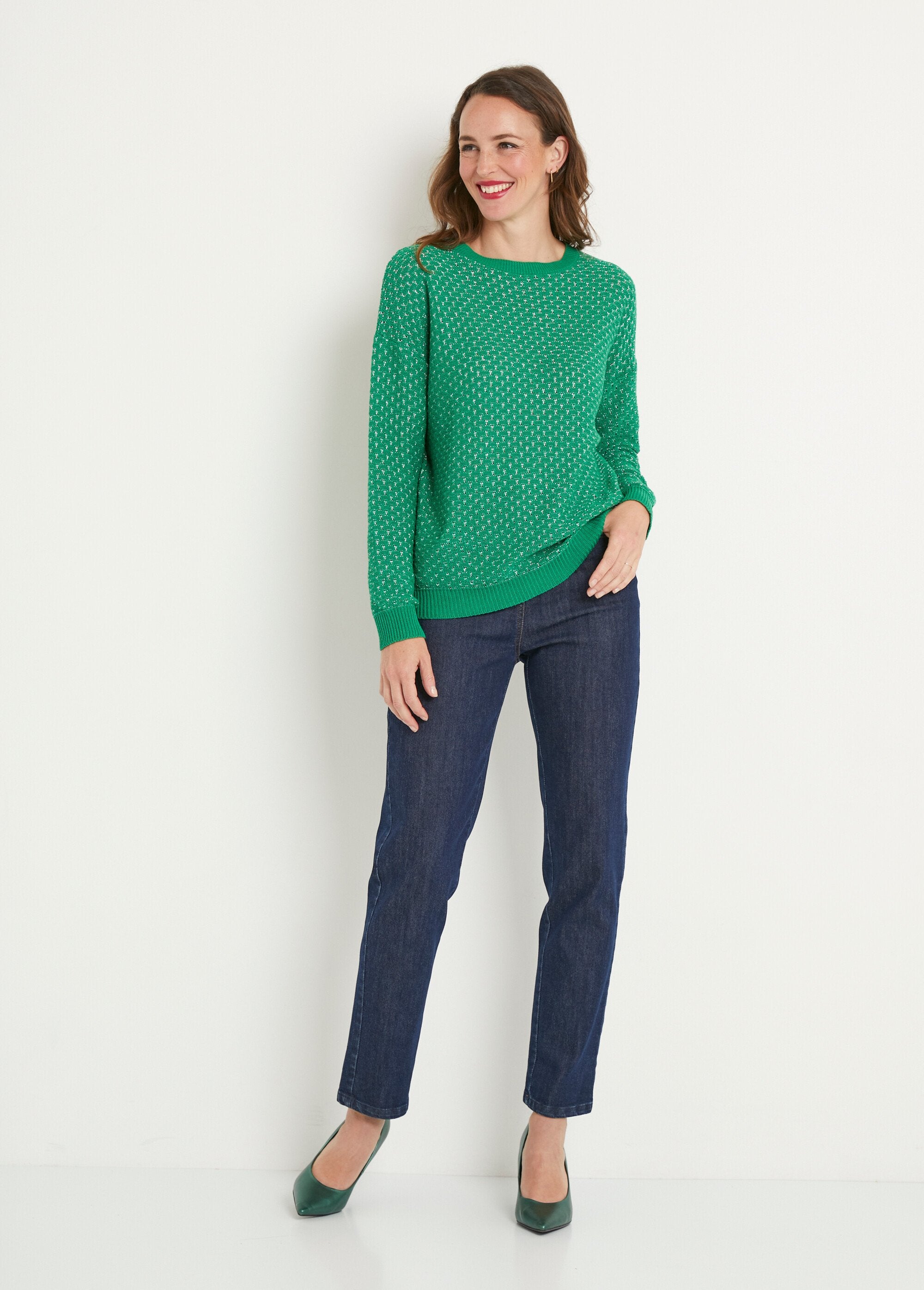 Suave_jersey_de_cuello_redondo_en_mezcla_de_algodón_Verde_SF1_slim