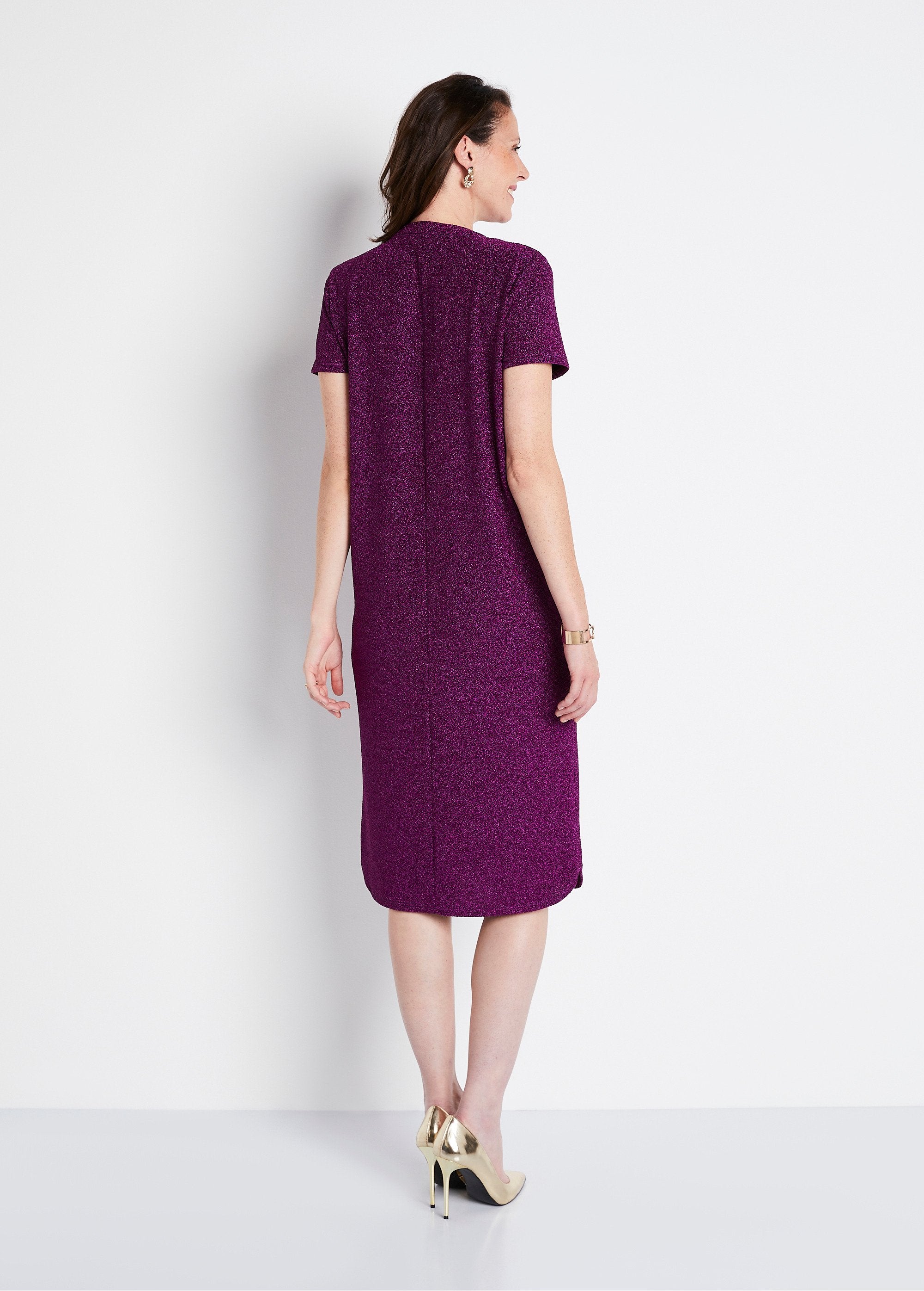 Vestido_corto_evasé_de_punto_brillante_Rosa_DO1_slim