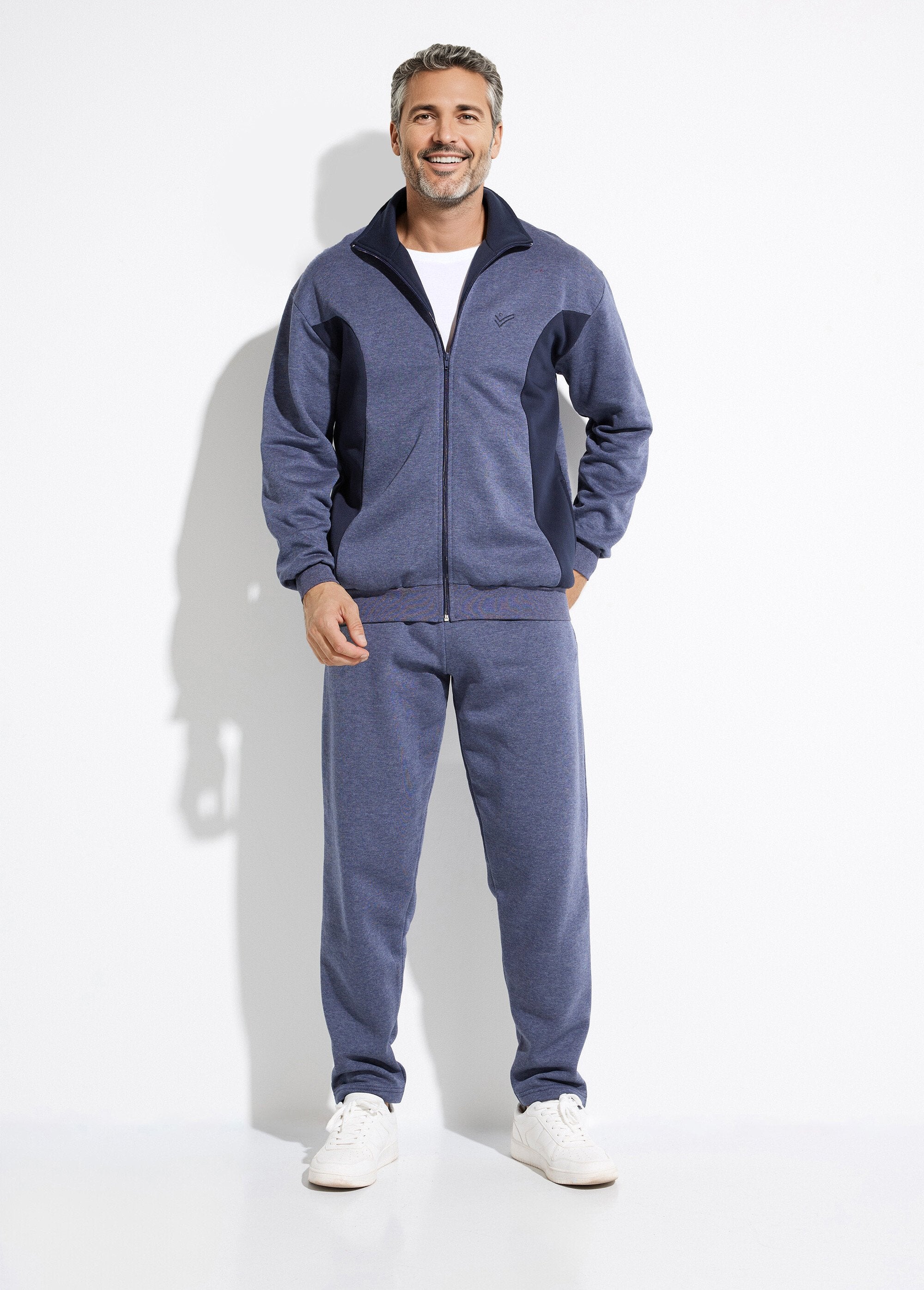 Chaqueta_de_estar_por_casa_de_polar_de_algodón_bicolor_con_cremallera_Gris_y_azul_marino_SF1_slim