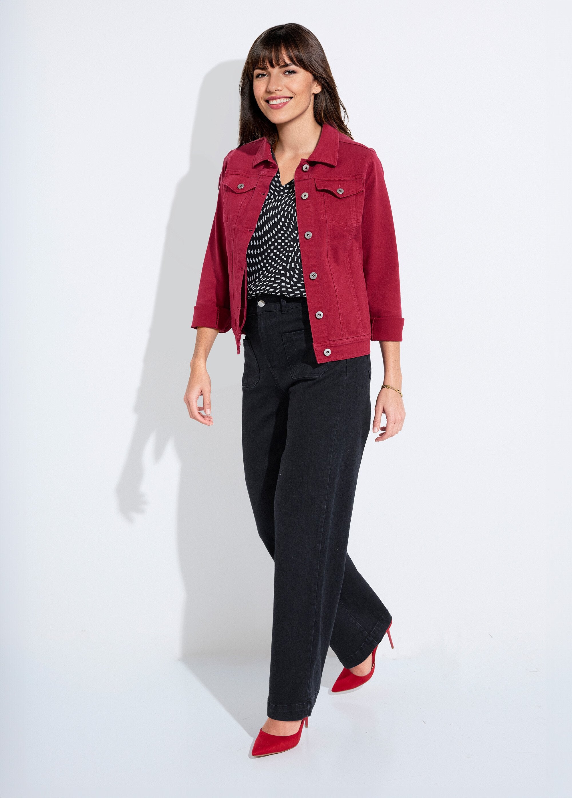 Veste_en_jean_droite_boutonnée_Grenat_SF1_slim
